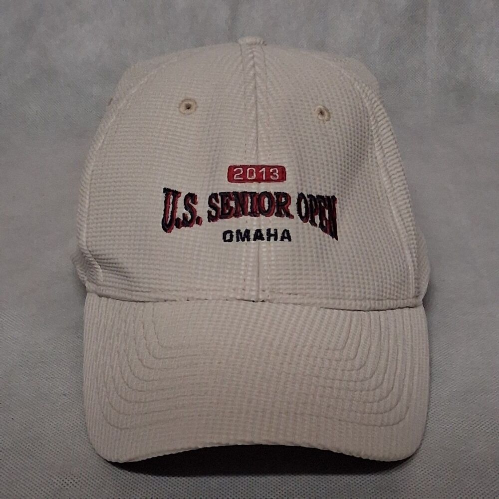 Ouray Sportswear Fitted Golf Hat 2013 US Senior Open Omaha NE L/XL Beige